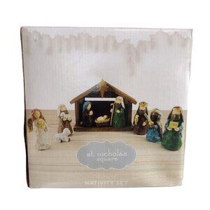NIB St Nicholas Square 10 Piece Nativity Set Peace & Love Decor Kohls